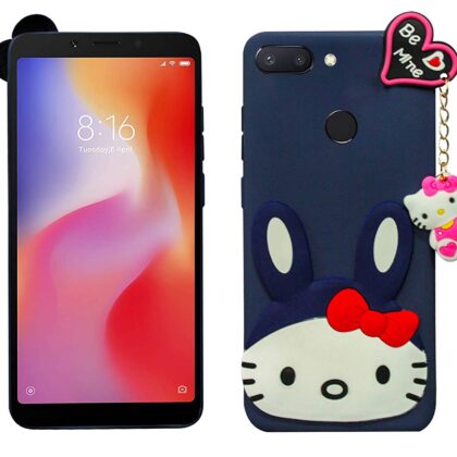 TGK Kitty Mobile Covers, Silicone Back Case Compatible for Xiaomi Redmi 6 | Mi Redmi 6 Cover (Dark Blue)