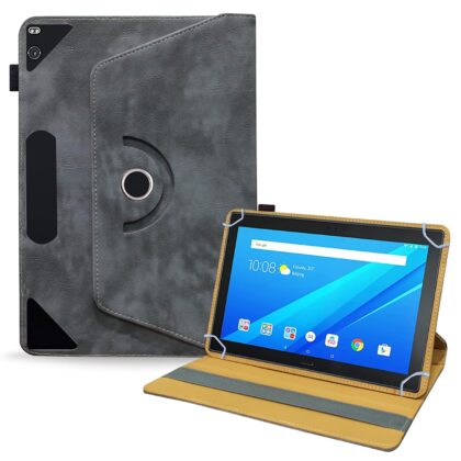 TGK Rotating Leather Flip Stand Case for Lenovo Tab 4 10 Plus Cover 10.1 inch Tablet (Stone-Grey)