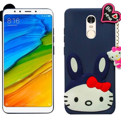 TGK Kitty Mobile Covers, Silicone Back Case Compatible for Redmi 5 Cover (Dark Blue)