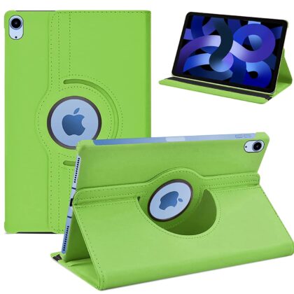TGK 360 Degree Rotating Leather Smart Rotary Swivel Stand Cover for iPad Air 5th Generation Case (10.9 inch), iPad Air 10.9″ 2022 Released (Green)