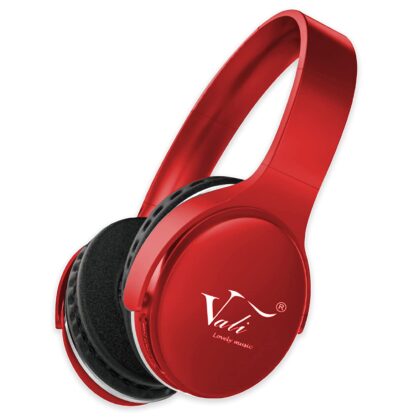 Vali V-666 Bluetooth Wireless On Ear Headphone with Mic, Deep Bass 8+ Hours Playback, 12mm Dynamic Driver, Bluetooth 5.2 Padded Ear Cushions, Foldable (Red)