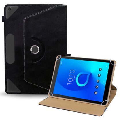 TGK Rotating Leather Tablet Stand Flip Case for Alcatel 1T 10 inch Tablet cover (Black)