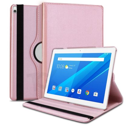TGK 360 Degree Rotating Leather Smart Rotary Swivel Stand Case Cover for Lenovo Tab M10 X505X Cover TB-X505F TB-X505L TB-X505X TB-X605L TB-X605F – Rose Gold