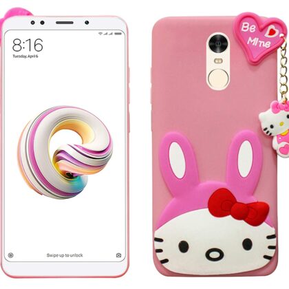 TGK Kitty Mobile Covers, Silicone Back Case Compatible for Redmi Note 5 Cover (Pink)