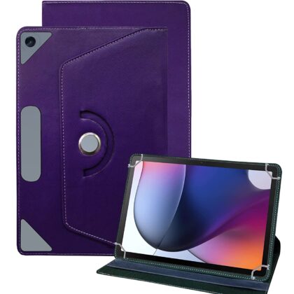 TGK Universal 360 Degree Rotating Leather Rotary Swivel Stand Case Cover for Motorola Moto Tab G62 | Motorola Tab G62 10.61 inch Tablet (Purple)