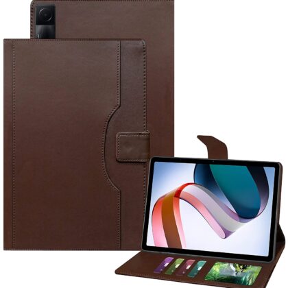 TGK Multi-Angle with Viewing Stand Leather Flip Case Cover for Redmi Pad 10.61 inch Tablet (Dark Brown)