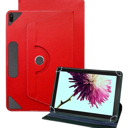 TGK Universal 360 Degree Rotating Leather Rotary Swivel Stand Case Cover for Lenovo Tab 4 10 Tb-X304l Tablet (10.1) – Red