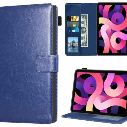 TGK Multi Protective Wallet Leather Flip Stand Case Cover for iPad Air 5th/4th Gen 10.9 Inch, Blue