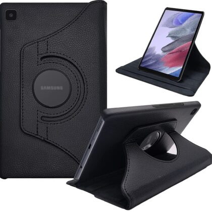 TGK 360 Degree Rotating Leather Stand Case Cover for Samsung Galaxy Tab A7 Lite Cover 8.7 Inch SM-T220/T225 (Black)