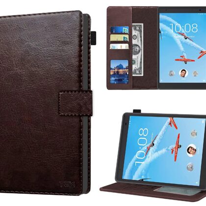 TGK Multi Protective Wallet Leather Flip Stand Case Cover for Lenovo Tab E8 8.0 Inch, Chocolate Brown