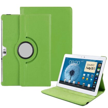TGK 360 Degree Rotating Leather Smart Rotary Swivel Stand Case Cover For Samsung Galaxy Note 10.1 Gt-N8000 Gt-N8010 Gt-N8020 Gt-N800, N800 (Green)