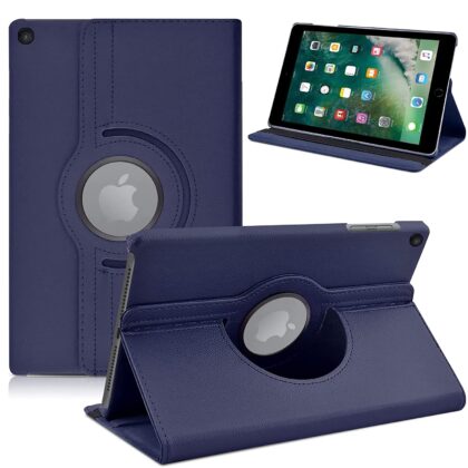 TGK 360 Degree Rotating Stand Magnetic Smart (Auto Sleep/Wake Function) Leather Flip Case Cover for iPad 9.7 inch Cover, iPad 5th Generation 2017 Model A1822 A1823 A1893 A1954 – Dark Blue