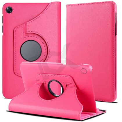 TGK 360 Degree Rotating Leather Smart Rotary Swivel Stand Case Cover for Oppo Pad Air 10.36 inch Tab (Hot Pink)