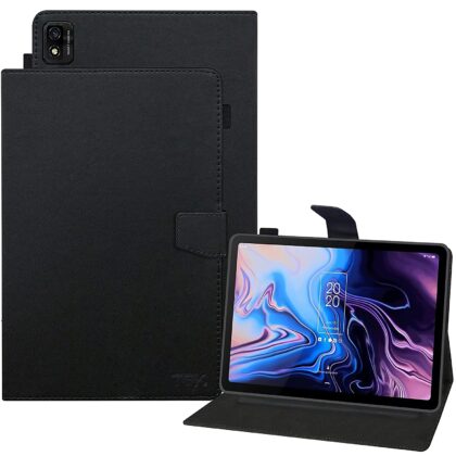 TGK Leather Flip Stand Case Cover for TCL 10 TAB Max 10.36 inches Tablet with Stylus Holder, Black