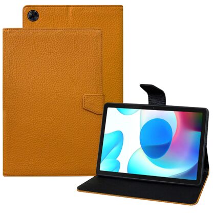 TGK Texture Leather Case with Viewing Stand Flip Cover for Realme Pad 10.4 inch Tablet [RMP2102/ RMP21023] Orange