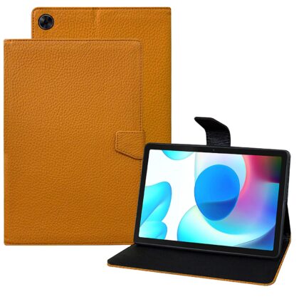 TGK Texture Leather Case with Viewing Stand Flip Cover for Realme Pad 10.4 inch Tablet [RMP2102/ RMP21023] Orange