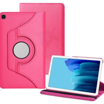 TGK 360 Degree Rotating Leather Stand Case Cover for Samsung Galaxy Tab A7 10.4 inch Cover [SM-T500/T505/T507] 2020 (Hot Pink)