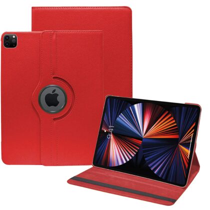 TGK 360 Degree Rotating Leather Smart Rotary Swivel Stand Case Cover Compatible for New iPad Pro 12.9 inch 2021 Release (5th Generation) (Red)