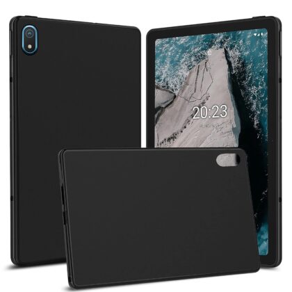 TGK Matte Design Soft Silicon TPU Back Case Cover for Nokia Tab T20 10.36 inch Tablet, Black