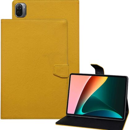 TGK Plain Design Leather Flip Stand Case Cover for Xiaomi Mi Pad 5 Cover 11 inch Tablet (Yellow)