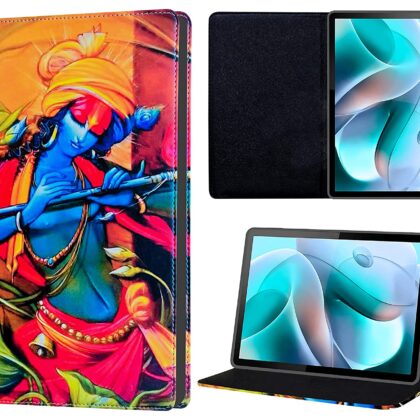 TGK Printed Classic Design Leather Stand Flip Case Cover for Motorola Moto Tab G70 LTE 11 inch Tablet (Krishna Art)