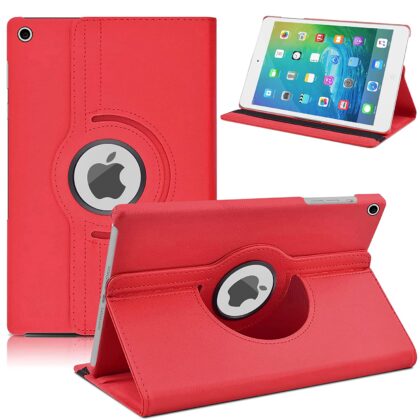 TGK 360 Degree Rotating Leather Smart Case Cover Stand Auto Sleep/Wake Function for iPad Mini 2 Cover, Mini 3, Mini 1 (7.9 Inch) Model A1432 A1454 A1455 A1489 A1490 A1491 A1599 A1600 – Red