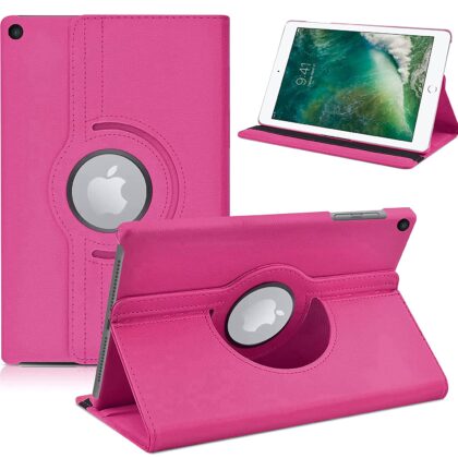 TGK 360 Degree Rotating Stand Leather Flip Case Cover for New iPad 9.7 inch 2018/2017 5th 6th Generation Model A1822 A1823 A1893 A1954 & ipad Air 2013 A1474 A1475 A1476 A1566 A1567 (Pink)