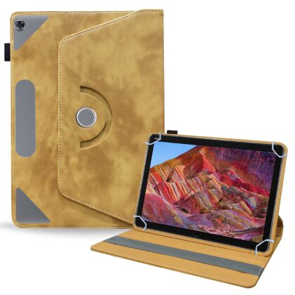 TGK Rotating Leather Flip Case Tablet Stand for Huawei MediaPad M5 Lite Cover 10.1 inch 2018 Release (Desert Brown)
