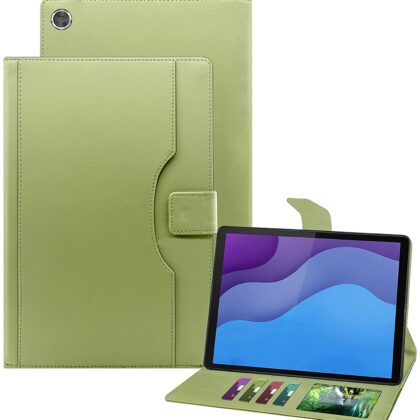 TGK Multi-Angle Viewing Smart Stand with Document Card Pocket Wallet Leather Flip Case Cover for Lenovo Tab M10 HD 2nd Gen TB-X306X / Smart Tab M10 HD 2nd Gen TB-X306F (Mint Green)