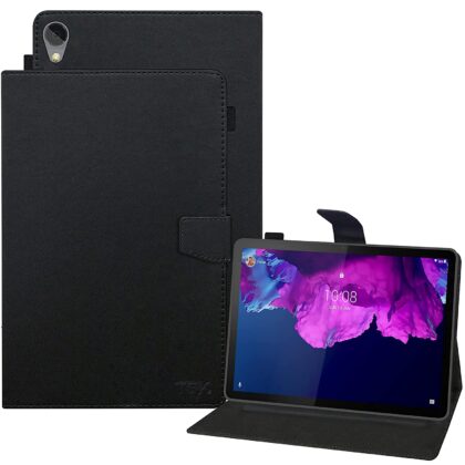 TGK Leather Flip Stand Case Cover for Lenovo Tab P11/P11 Plus 11 inch TB-J606F/J606X with Stylus Holder, Black