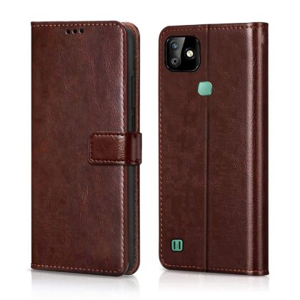 TGK 360 Degree Protection | Protective Design Leather Wallet Flip Cover with Card Holder | Photo Frame | Inner TPU Back Case Compatible for Infinix Smart HD 2021 (Dark Brown)