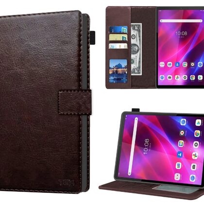 TGK Multi Protective Wallet Leather Flip Stand Case Cover for Lenovo Tab K10 FHD 10.3 inch, Chocolate Brown