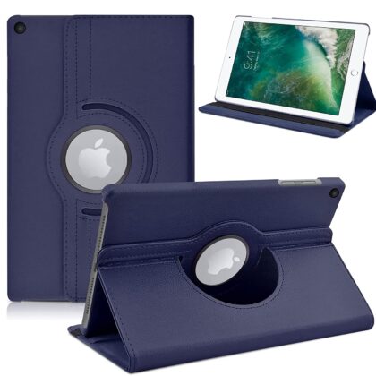 TGK 360 Degree Rotating Stand Magnetic Smart (Auto Sleep/Wake Function) Leather Flip Case Cover for New iPad 9.7 inch 2018/2017 5th 6th Generation Model A1822 A1823 A1893 A1954 & ipad Air 2013 A1474 A1475 A1476 A1566 A1567 (Dark Blue)