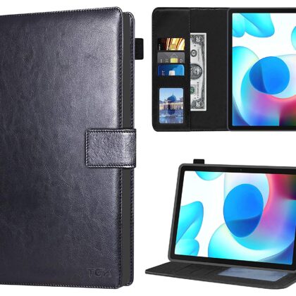 TGK Multi Protective Wallet Leather Flip Stand Case Cover for Realme Pad 10.4 inch, Black