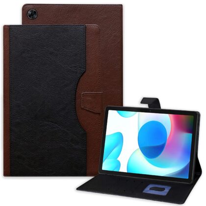 TGK Dual Color Wallet Leather Flip Stand Case Cover for Realme Pad 10.4 inch (Black, Brown)