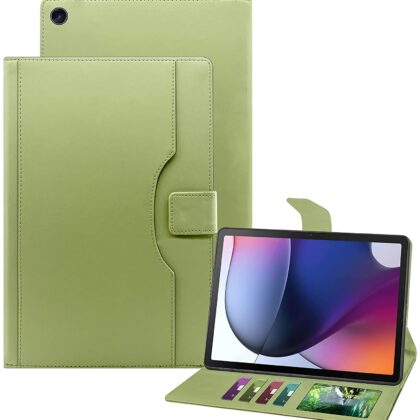 TGK Multi-Angle Viewing Smart Stand with Document Card Pocket Wallet Leather Flip Case Cover for Motorola Moto Tab G62 10.6 inch Tablet (Mint Green)