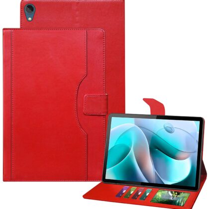 TGK Multi-Angle with Viewing Stand Leather Flip Case Cover for Motorola Moto Tab G70 LTE 11 inch (Red)