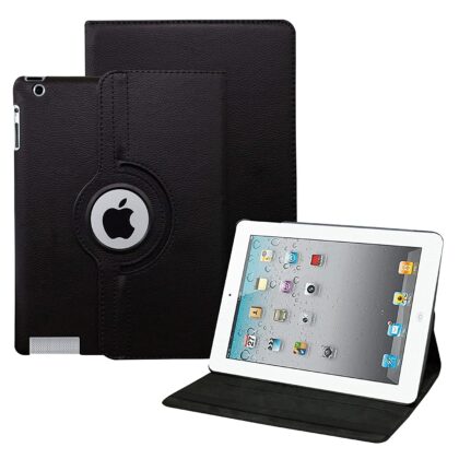 TGK 360 Degree Rotating Stand Magnetic Smart Auto Sleep-Wake Function Case Cover For Old iPad 2, iPad 3, iPad 4 Model A1458, A1459, A1460, A1416, A1430, A1403, A1395, A1396, A1397 (Black)