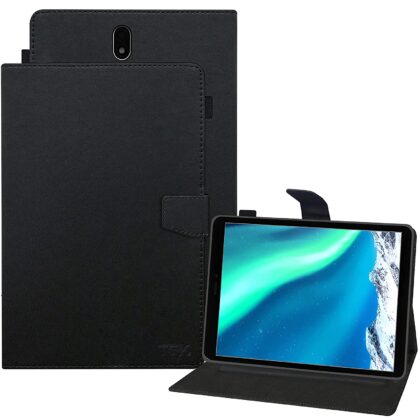 TGK Leather Flip Stand Case Cover for Panasonic Tab 8 HD Tablet 8 inch with Stylus Holder, Black