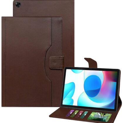 TGK Multi-Angle with Viewing Stand Leather Flip Case Cover for Realme Pad 10.4 inch (Dark Brown)