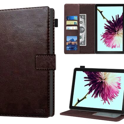 TGK Multi Protective Wallet Leather Flip Stand Case Cover for Lenovo Tab 4 10 Cover / Tab 4 10 Plus, Chocolate Brown