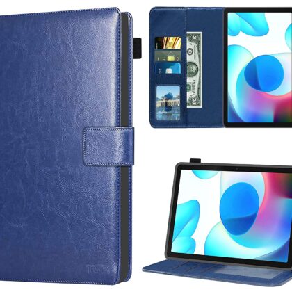 TGK Multi Protective Wallet Leather Flip Stand Case Cover for Realme Pad 10.4 inch, Blue