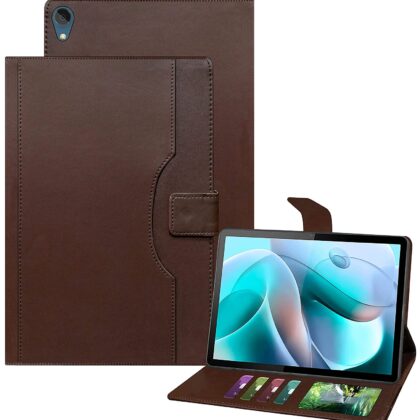 TGK Multi-Angle with Viewing Stand Leather Flip Case Cover for Motorola Moto Tab G70 LTE 11 inch (Dark Brown)