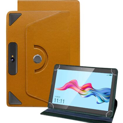TGK Universal 360 Degree Rotating Leather Rotary Swivel Stand Cover for Swipe New Slate 2 Case 10.1 inch Tablet (Orange)