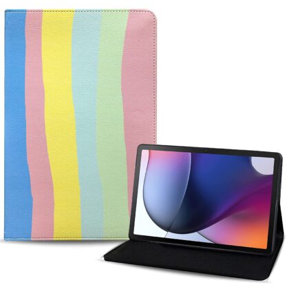 TGK Printed Classic Design with Viewing Stand Leather Flip Case Cover for Motorola Moto Tab G62 10.6 inch Tablet | Motorola Tab G62 with Precise Cutouts (Rainbow Pattern_1)
