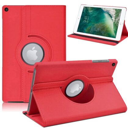 TGK 360 Degree Rotating Stand Leather Flip Case Cover for New iPad 9.7 inch 2018/2017 5th 6th Generation Model A1822 A1823 A1893 A1954 & ipad Air 2013 A1474 A1475 A1476 A1566 A1567 (Red)