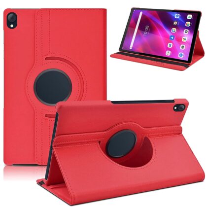 TGK 360 Degree Rotating Leather Smart Rotary Swivel Stand Case Cover for Lenovo Tab K10 FHD 10.3″ Tablet TB-X6C6F / TB-X6C6X / TB-X6C6NBF (Red)