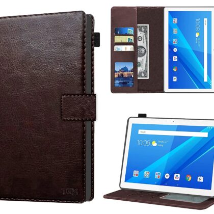 TGK Multi Protective Wallet Leather Flip Stand Case Cover for Lenovo Tab M10 HD 10.1 inch TB-X505X TB-X505F TB-X505L, Chocolate Brown