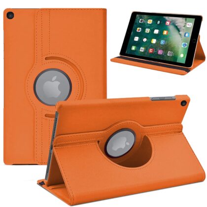 TGK 360 Degree Rotating Stand Magnetic Smart (Auto Sleep/Wake Function) Leather Flip Case Cover for iPad 9.7 inch Cover, iPad 5th Generation 2017 Model A1822 A1823 A1893 A1954 – Orange