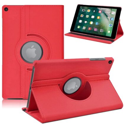 TGK 360 Degree Rotating Stand Magnetic Smart (Auto Sleep/Wake Function) Leather Flip Case Cover for iPad 9.7 inch Cover, iPad 5th Generation 2017 Model A1822 A1823 A1893 A1954 – Red